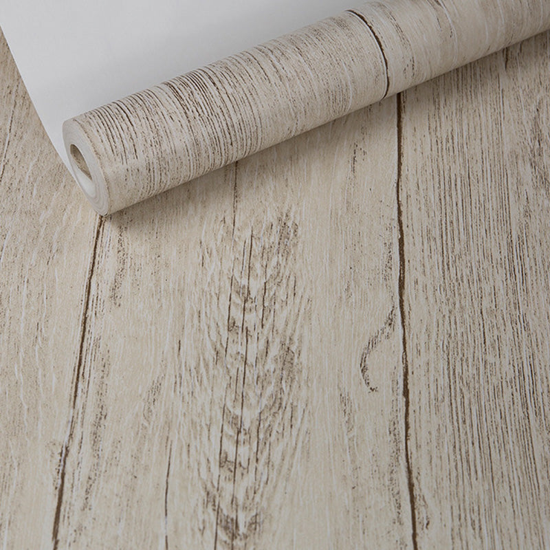Wooden Stripes Wall Covering in Neutral Color Non-Woven Material Wallpaper for Coffee Shop, 57.1 sq ft. Clearhalo 'Country wall decor' 'Rustic' 'Wallpaper' Wall Decor' 1123086