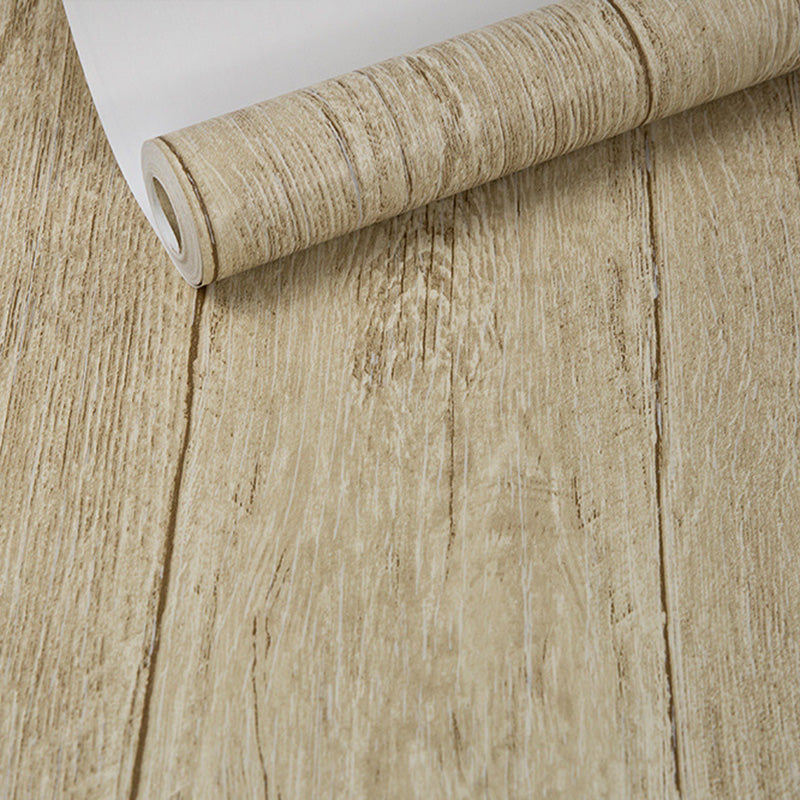 Wooden Stripes Wall Covering in Neutral Color Non-Woven Material Wallpaper for Coffee Shop, 57.1 sq ft. Clearhalo 'Country wall decor' 'Rustic' 'Wallpaper' Wall Decor' 1123089