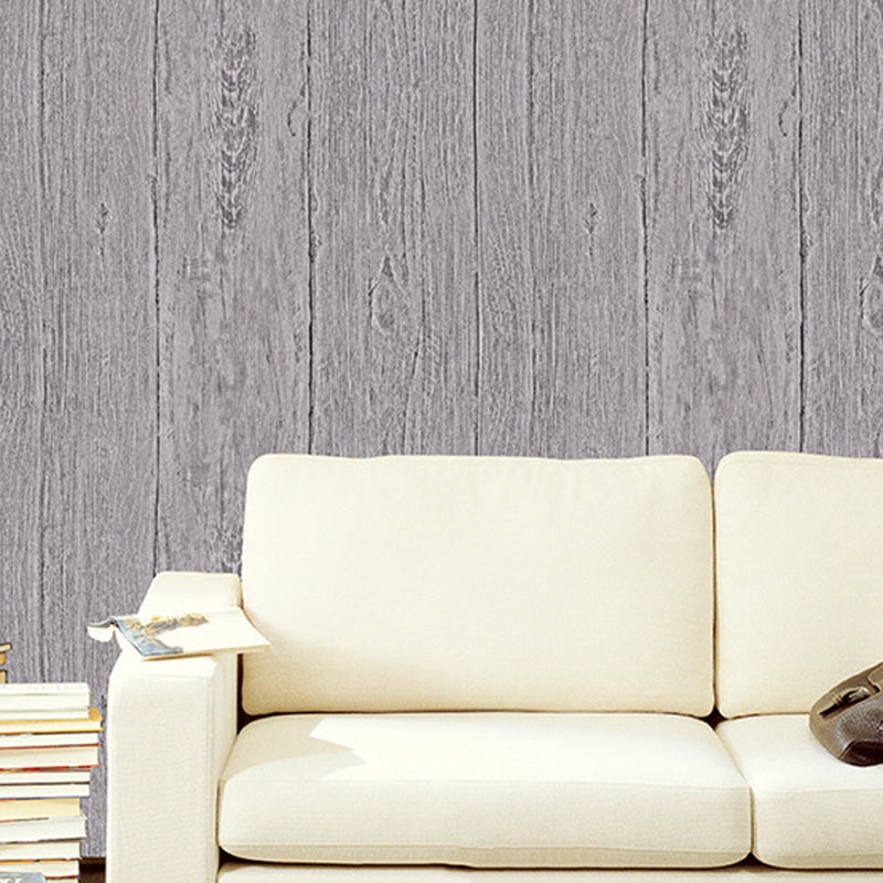 Nordic Faux Wood Wallpaper Roll in Pastel Color Dining Room Decorative Wall Covering, 33' x 20.5" Gray-Purple Clearhalo 'Country wall decor' 'Rustic' 'Wallpaper' Wall Decor' 1123102