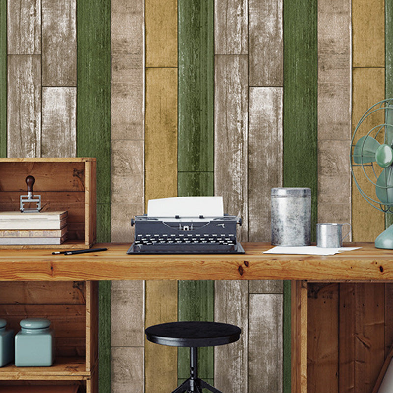 Natural Color Wood Effect Wall Decor Moisture-Resistant Wallpaper Roll for Home, Non-Pasted Green Clearhalo 'Country wall decor' 'Rustic' 'Wallpaper' Wall Decor' 1123142