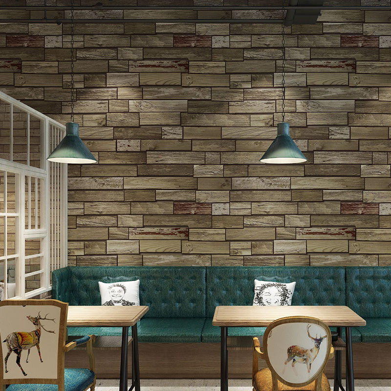 Natural Color Nordic Wall Covering 20.5" by 33' Brickwork Wallpaper Roll for Coffee Shop Yellow-Gray Clearhalo 'Country wall decor' 'Rustic' 'Wallpaper' Wall Decor' 1123330