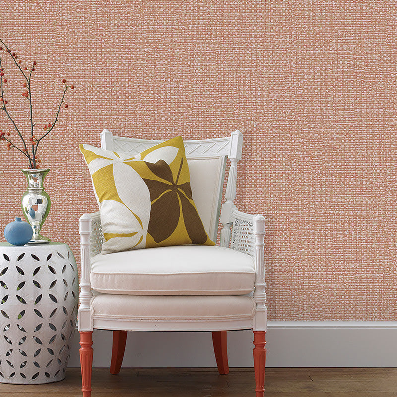 Water-Resistant Linen Surface Wallpaper Roll Non-Woven Fabric Simple Wall Decor for Bedroom Light Red Clearhalo 'Modern wall decor' 'Modern' 'Wallpaper' Wall Decor' 1124177