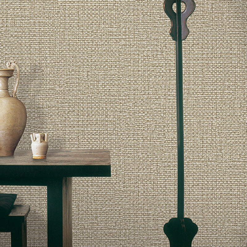 Water-Resistant Linen Surface Wallpaper Roll Non-Woven Fabric Simple Wall Decor for Bedroom Flaxen Clearhalo 'Modern wall decor' 'Modern' 'Wallpaper' Wall Decor' 1124189