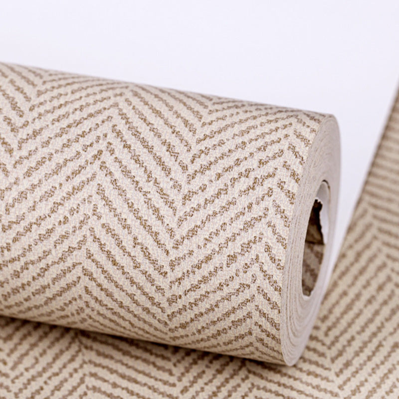 Herringbone Wall Decor in Natural Color Non-Woven Fabric Wallpaper Roll for Bedroom, 33'L x 20.5"W Light Brown Clearhalo 'Modern wall decor' 'Modern' 'Wallpaper' Wall Decor' 1124936