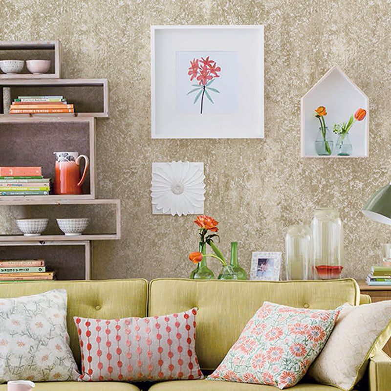 Stain-Resistant Cement Look Wall Covering 33'L x 20.5"W Retro Wallpaper Roll for Bedroom Gray-Gold Clearhalo 'Modern wall decor' 'Modern' 'Wallpaper' Wall Decor' 1125010