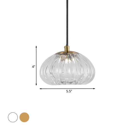 Post-Modern Dome Pendant Lighting Cognac/Clear Ribbed Glass 1 Head Dining Table Suspension Lamp Clearhalo 'Ceiling Lights' 'Glass shade' 'Glass' 'Modern Pendants' 'Modern' 'Pendant Lights' 'Pendants' Lighting' 1125144