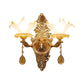 Gold Lily Shade Wall Mounted Lamp Traditional Ribbed Glass 1/2-Bulb Living Room Wall Light Clearhalo 'Wall Lamps & Sconces' 'Wall Lights' Lighting' 1125288