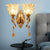 Gold 2 Lights Sconce Lamp Fixture Traditional Clear Crystal Glass Flower Shade Wall Lighting Gold Clearhalo 'Wall Lamps & Sconces' 'Wall Lights' Lighting' 1125331