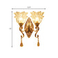 Gold 2 Lights Sconce Lamp Fixture Traditional Clear Crystal Glass Flower Shade Wall Lighting Clearhalo 'Wall Lamps & Sconces' 'Wall Lights' Lighting' 1125334