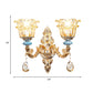 2-Layer Flower Crystal Wall Lamp Kit Traditional 1/2-Bulb Bedside Wall Mount Lighting in Gold Clearhalo 'Wall Lamps & Sconces' 'Wall Lights' Lighting' 1125386