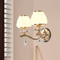 1/2-Bulb Tapered Wall Light Fixture Postmodern White Glass Wall Sconce Lighting with Crystal Drop Clearhalo 'Modern wall lights' 'Modern' 'Wall Lamps & Sconces' 'Wall Lights' Lighting' 1125433