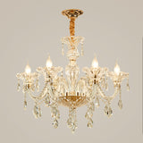 Clear Glass Coated Candle Chandelier Modern Style 6-Head Bedroom Suspended Lighting Fixture Clearhalo 'Ceiling Lights' 'Chandeliers' 'Clear' 'Industrial' 'Modern Chandeliers' 'Modern' 'Tiffany' 'Traditional Chandeliers' Lighting' 1125520
