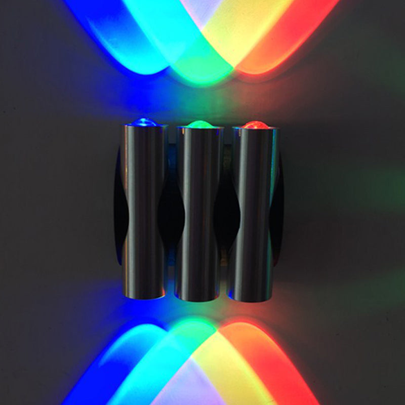 Modern Style Tubes Wall Sconce Metal Living Room LED Wall Mount Lighting in Red/Multi-Colored/Blue Light, Silver Silver Clearhalo 'Cast Iron' 'Glass' 'Industrial' 'Modern wall lights' 'Modern' 'Tiffany' 'Traditional wall lights' 'Wall Lamps & Sconces' 'Wall Lights' Lighting' 1125772