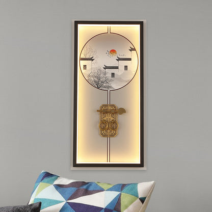 Metal House and Door Lock Wall Light Chinese Black LED Mural Lighting for Living Room Black Clearhalo 'Wall Lamps & Sconces' 'Wall Lights' Lighting' 1125960