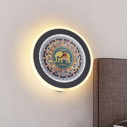 Moroccan Elephant Wall Mural Lamp Acrylic Bedside LED Wall Light Fixture in Blue Blue Clearhalo 'Modern wall lights' 'Modern' 'Wall Lamps & Sconces' 'Wall Lights' Lighting' 1126271