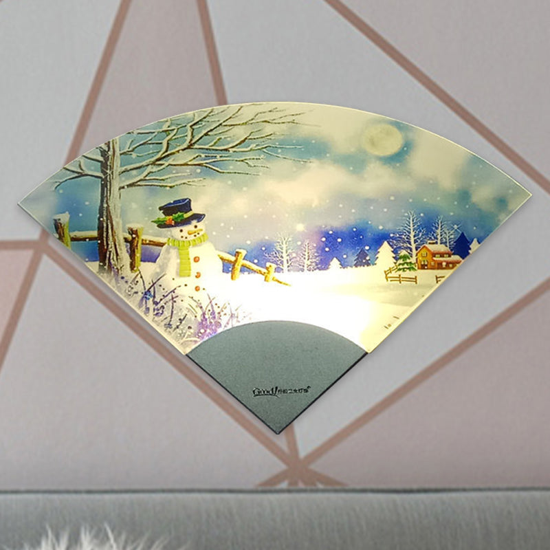 Nordic Snowman LED Mural Lighting Acrylic White Fan Shaped Wall Light Sconce for Bedroom Clearhalo 'Modern wall lights' 'Modern' 'Wall Lamps & Sconces' 'Wall Lights' Lighting' 1126443