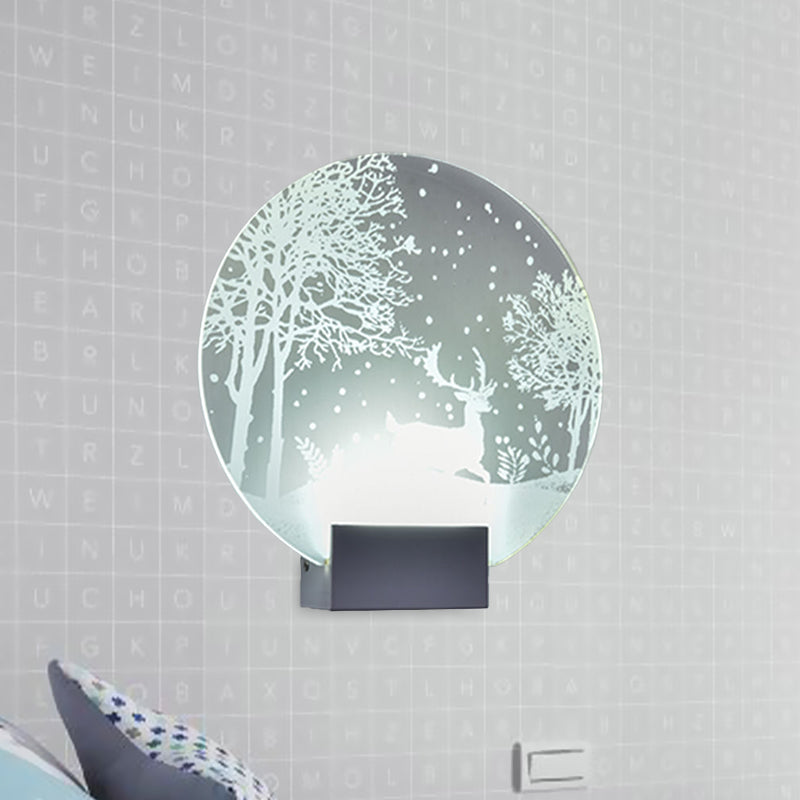 Hotel LED Mural Light Art Decor Clear Sconce Lighting with Winter Elk/Christmas Tree Pattern Metal Shade Clearhalo 'Cast Iron' 'Glass' 'Industrial' 'Modern wall lights' 'Modern' 'Tiffany' 'Traditional wall lights' 'Wall Lamps & Sconces' 'Wall Lights' Lighting' 1126461