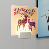 Round/Square Acrylic LED Wall Sconce Nordic White and Pink/Purple Deer Mural Lighting Fixture for Bedside White-Purple Clearhalo 'Modern wall lights' 'Modern' 'Wall Lamps & Sconces' 'Wall Lights' Lighting' 1126472
