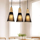 3 Lights Cone Hanging Ceiling Light Contemporary White/Black Fabric and Wood Pendant Lamp over Table Black Clearhalo 'Ceiling Lights' 'Modern Pendants' 'Modern' 'Pendant Lights' 'Pendants' Lighting' 1126624