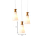 3 Lights Conic Pendant Lamp Nordic Style White Ribbed Glass and Wood Hanging Fixture with Linear/Round Canopy Clearhalo 'Ceiling Lights' 'Modern Pendants' 'Modern' 'Pendant Lights' 'Pendants' Lighting' 1126656