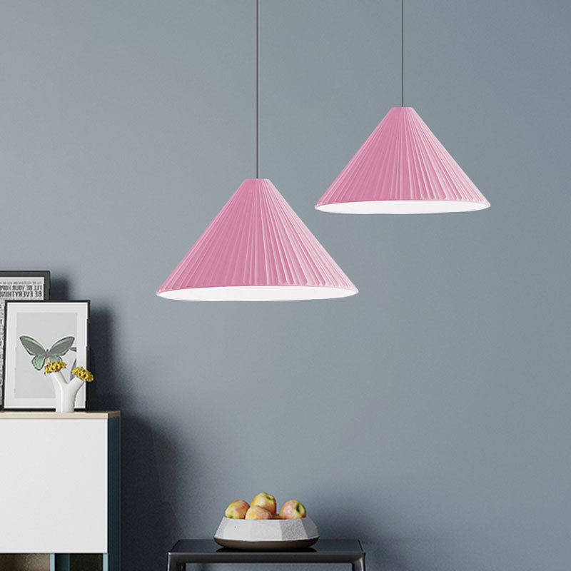 White/Pink/Blue Ribbed Cone Pendant Light Nordic Style 1 Light Living Room Hanging Lamp, 8"/12.5"/16" Diameter Clearhalo 'Art Deco Pendants' 'Cast Iron' 'Ceiling Lights' 'Ceramic' 'Crystal' 'Industrial Pendants' 'Industrial' 'Metal' 'Middle Century Pendants' 'Modern Pendants' 'Modern' 'Pendant Lights' 'Pendants' 'Tiffany' Lighting' 1126849