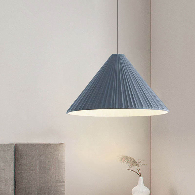 White/Pink/Blue Ribbed Cone Pendant Light Nordic Style 1 Light Living Room Hanging Lamp, 8"/12.5"/16" Diameter Clearhalo 'Art Deco Pendants' 'Cast Iron' 'Ceiling Lights' 'Ceramic' 'Crystal' 'Industrial Pendants' 'Industrial' 'Metal' 'Middle Century Pendants' 'Modern Pendants' 'Modern' 'Pendant Lights' 'Pendants' 'Tiffany' Lighting' 1126853