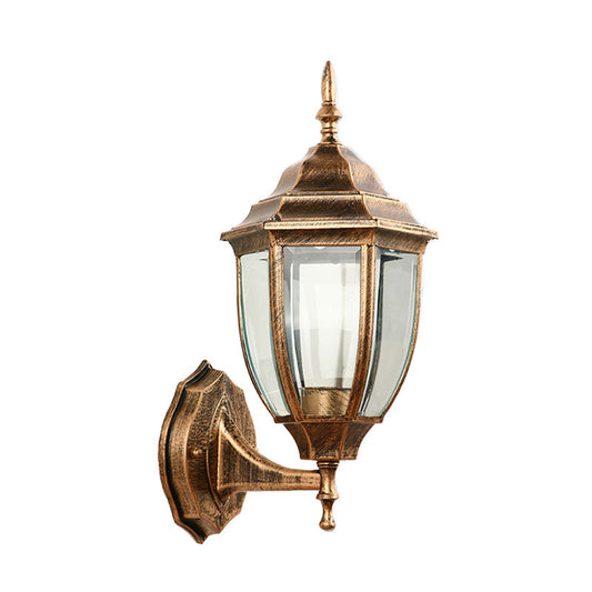 One Bulb Wall Light with Lantern Shade Clear Glass Industrial Outdoor Sconce Lighting Fixture Clearhalo 'Cast Iron' 'Glass' 'Industrial wall lights' 'Industrial' 'Middle century wall lights' 'Modern' 'Tiffany' 'Traditional wall lights' 'Wall Lamps & Sconces' 'Wall Lights' Lighting' 1127066