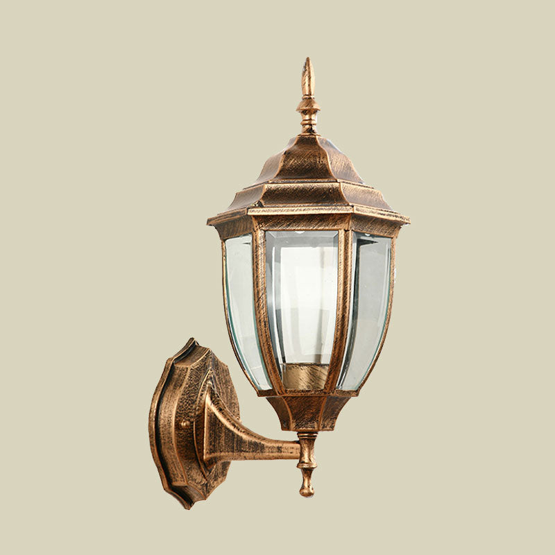 One Bulb Wall Light with Lantern Shade Clear Glass Industrial Outdoor Sconce Lighting Fixture Clearhalo 'Cast Iron' 'Glass' 'Industrial wall lights' 'Industrial' 'Middle century wall lights' 'Modern' 'Tiffany' 'Traditional wall lights' 'Wall Lamps & Sconces' 'Wall Lights' Lighting' 1127067