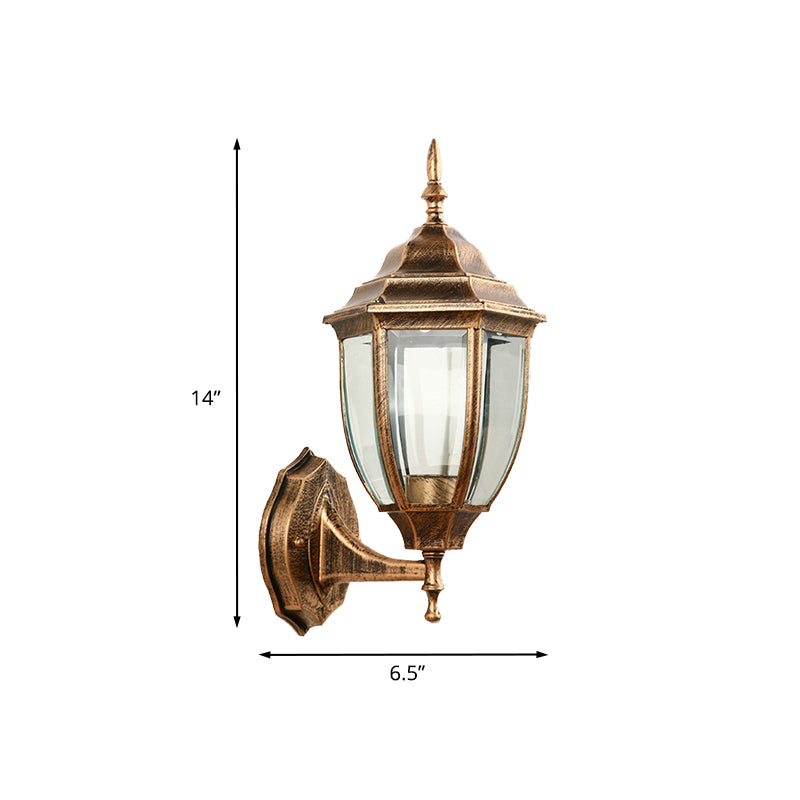 One Bulb Wall Light with Lantern Shade Clear Glass Industrial Outdoor Sconce Lighting Fixture Clearhalo 'Cast Iron' 'Glass' 'Industrial wall lights' 'Industrial' 'Middle century wall lights' 'Modern' 'Tiffany' 'Traditional wall lights' 'Wall Lamps & Sconces' 'Wall Lights' Lighting' 1127068