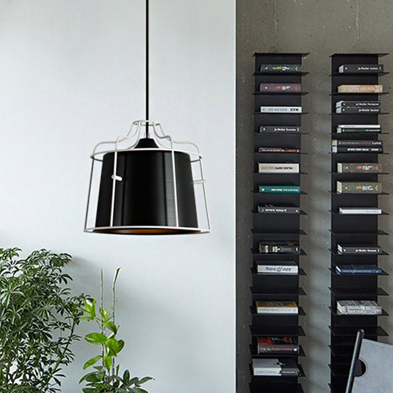 1 Light Tapered Hanging Ceiling Light with Cage Shade Modern Style ...