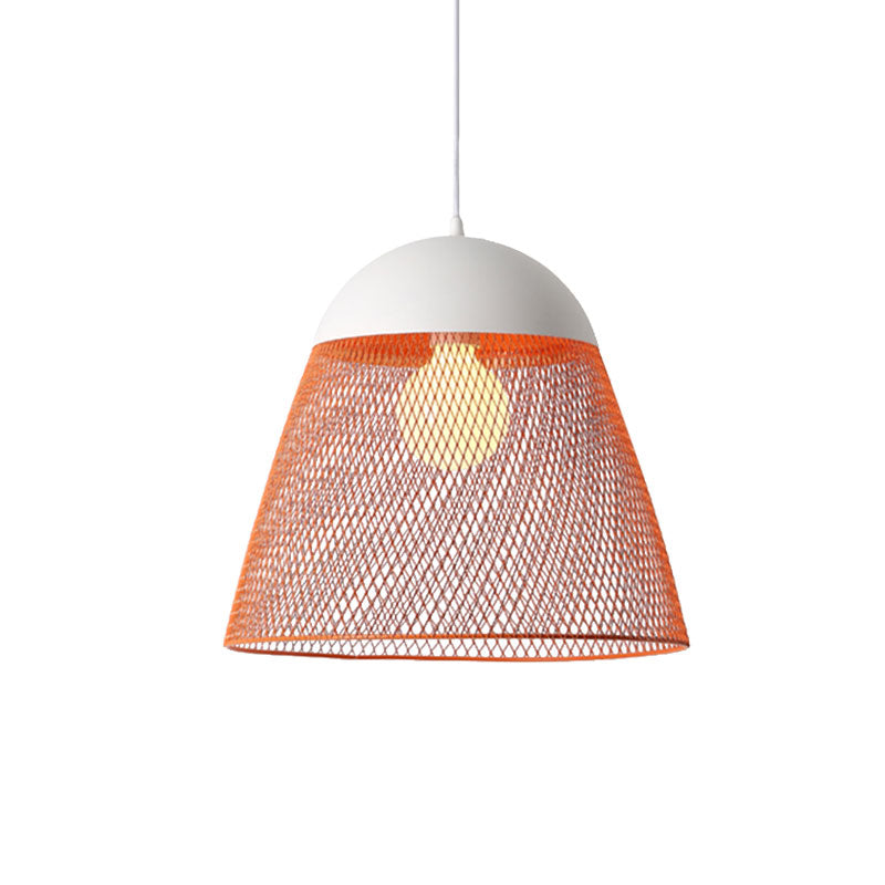 1 Bulb Wire Mesh Pendant Lamp with Dome Shade Metallic Nordic Living Room Suspended Light in Blue/Green/Orange Clearhalo 'Ceiling Lights' 'Modern Pendants' 'Modern' 'Pendant Lights' 'Pendants' Lighting' 1127289