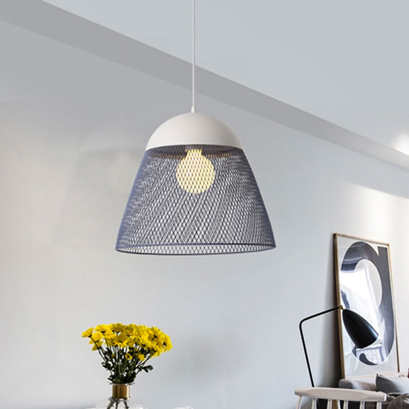 1 Bulb Wire Mesh Pendant Lamp with Dome Shade Metallic Nordic Living Room Suspended Light in Blue/Green/Orange Clearhalo 'Ceiling Lights' 'Modern Pendants' 'Modern' 'Pendant Lights' 'Pendants' Lighting' 1127294