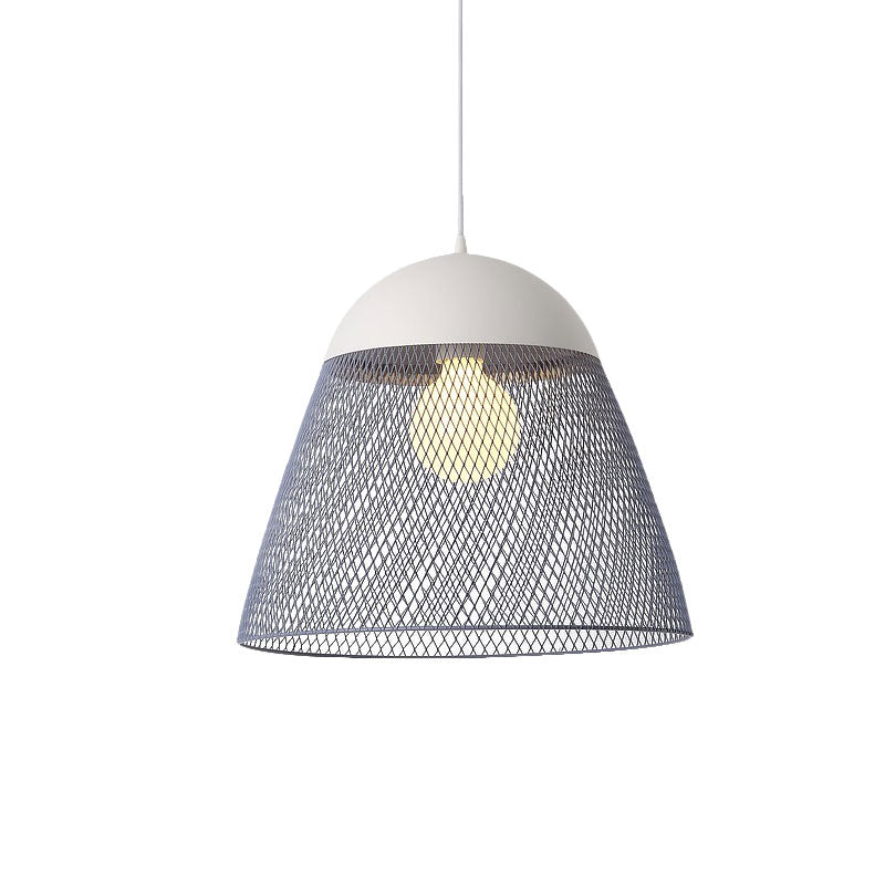 1 Bulb Wire Mesh Pendant Lamp with Dome Shade Metallic Nordic Living Room Suspended Light in Blue/Green/Orange Clearhalo 'Ceiling Lights' 'Modern Pendants' 'Modern' 'Pendant Lights' 'Pendants' Lighting' 1127295