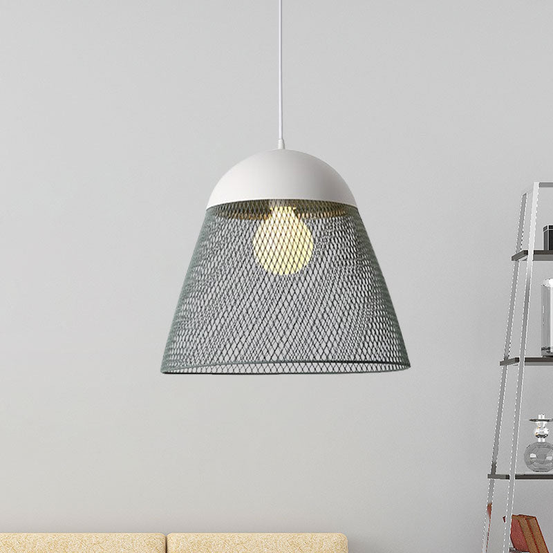 1 Bulb Wire Mesh Pendant Lamp with Dome Shade Metallic Nordic Living Room Suspended Light in Blue/Green/Orange Clearhalo 'Ceiling Lights' 'Modern Pendants' 'Modern' 'Pendant Lights' 'Pendants' Lighting' 1127297