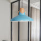 Macaron Stylish Barn Shade Suspended Light 1 Light Metal and Wood Hanging Ceiling Light in Black/White Blue B Clearhalo 'Ceiling Lights' 'Modern Pendants' 'Modern' 'Pendant Lights' 'Pendants' Lighting' 1127420