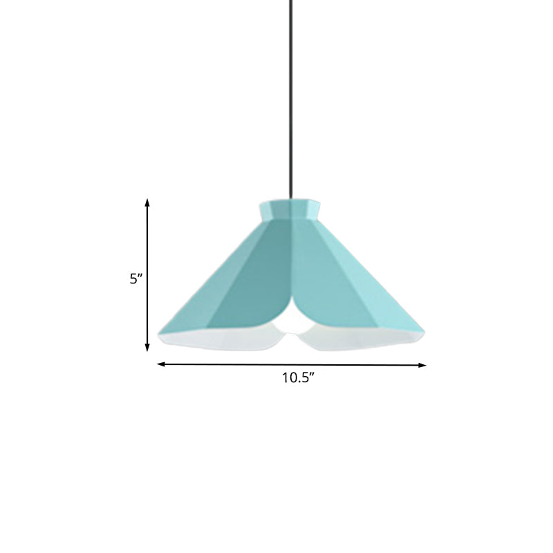 Metallic Tapered Pendant Light Fixture Macaron Style 1 Light Restaurant Hanging Lamp in Blue/Green/Orange Clearhalo 'Ceiling Lights' 'Modern Pendants' 'Modern' 'Pendant Lights' 'Pendants' Lighting' 1127436