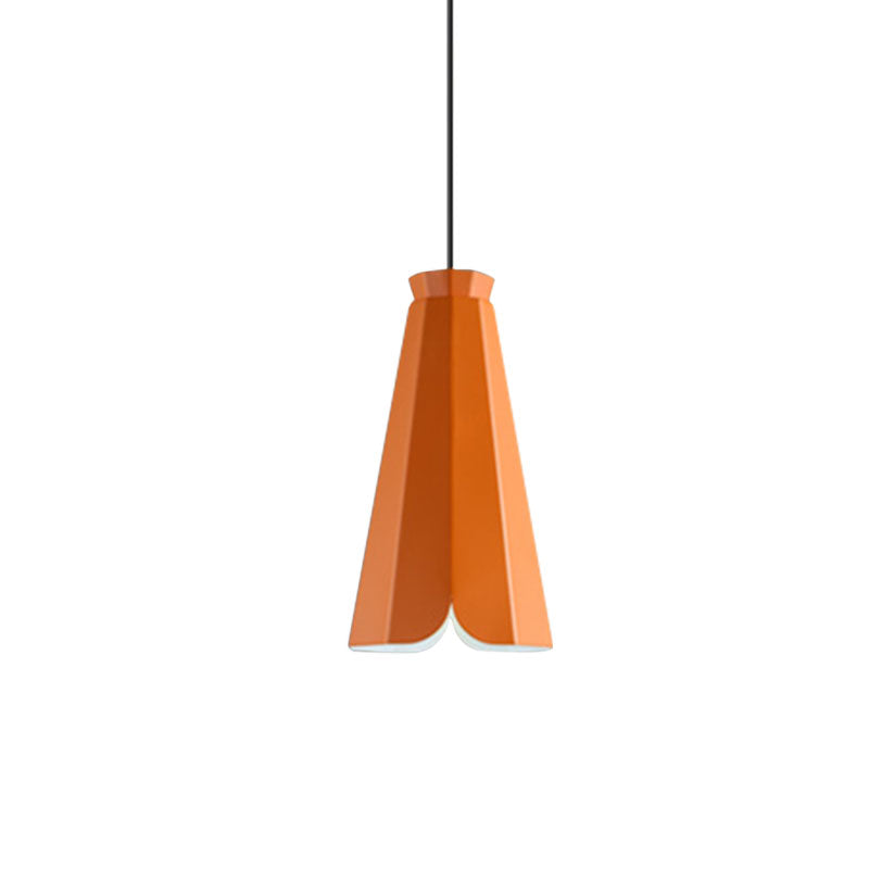 Metallic Tapered Pendant Light Fixture Macaron Style 1 Light Restaurant Hanging Lamp in Blue/Green/Orange Clearhalo 'Ceiling Lights' 'Modern Pendants' 'Modern' 'Pendant Lights' 'Pendants' Lighting' 1127440