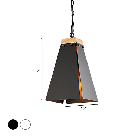 1 Bulb Pyramid Pendant Light Contemporary Black/White Metal Ceiling Light Fixture with Adjustable Chain Clearhalo 'Ceiling Lights' 'Modern Pendants' 'Modern' 'Pendant Lights' 'Pendants' Lighting' 1127456