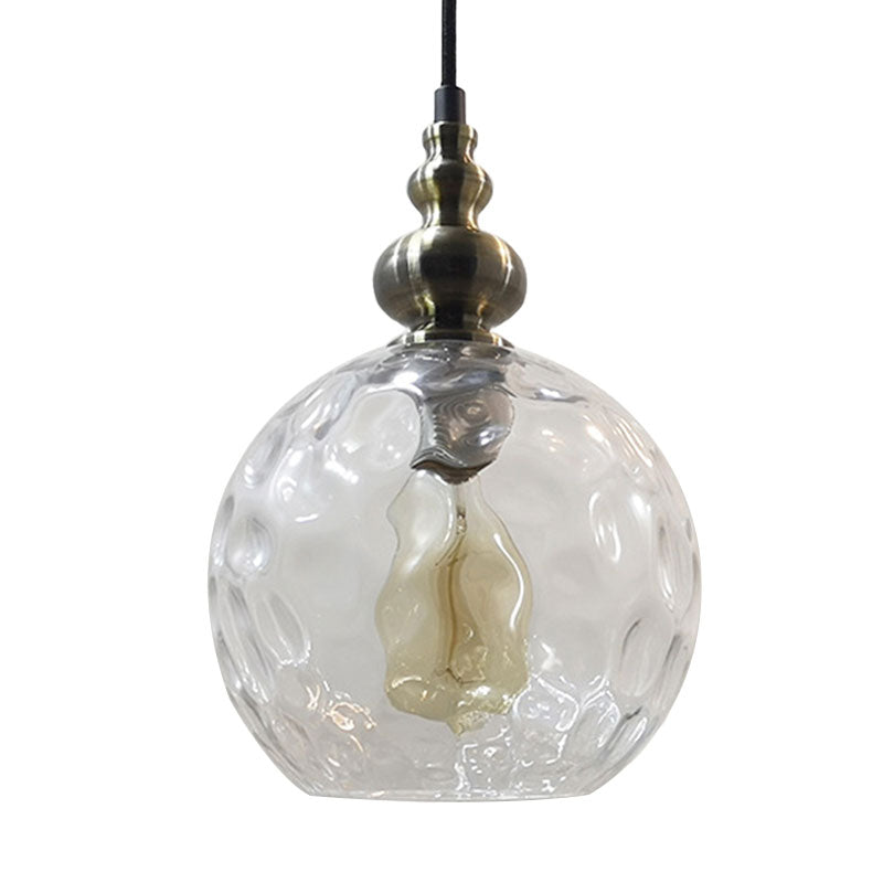 1 Bulb Globe Pendant Light Contemporary Hammered Glass Suspension Light for Boutique Kitchen Clearhalo 'Ceiling Lights' 'Glass shade' 'Glass' 'Modern Pendants' 'Modern' 'Pendant Lights' 'Pendants' Lighting' 1127546