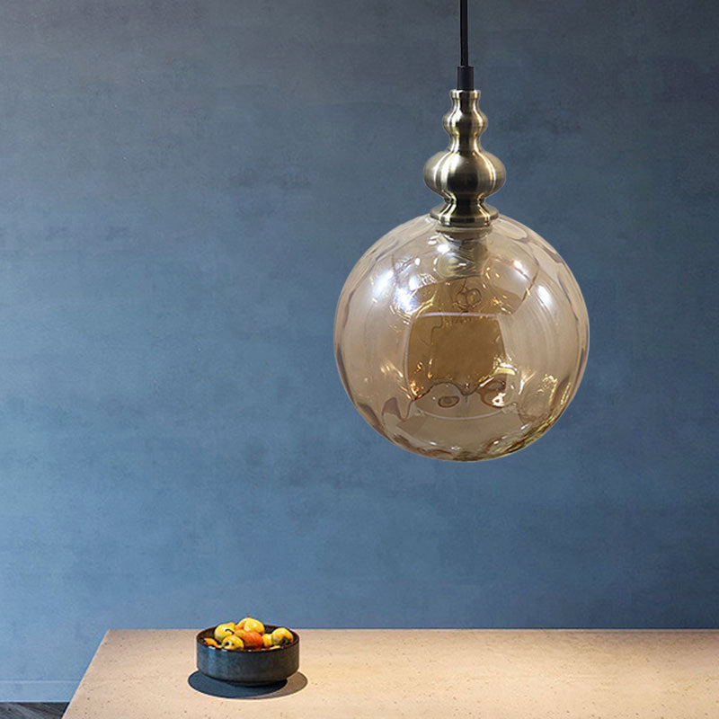 1 Bulb Globe Pendant Light Contemporary Hammered Glass Suspension Light for Boutique Kitchen Clearhalo 'Ceiling Lights' 'Glass shade' 'Glass' 'Modern Pendants' 'Modern' 'Pendant Lights' 'Pendants' Lighting' 1127549