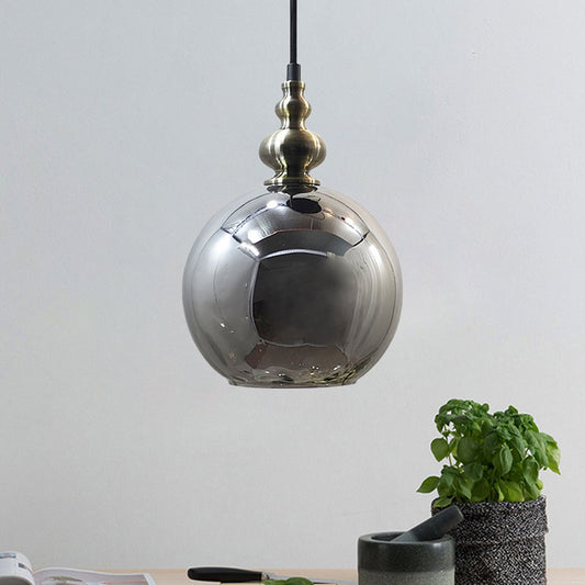 1 Bulb Globe Pendant Light Contemporary Hammered Glass Suspension Light for Boutique Kitchen Smoke Gray Clearhalo 'Ceiling Lights' 'Glass shade' 'Glass' 'Modern Pendants' 'Modern' 'Pendant Lights' 'Pendants' Lighting' 1127552