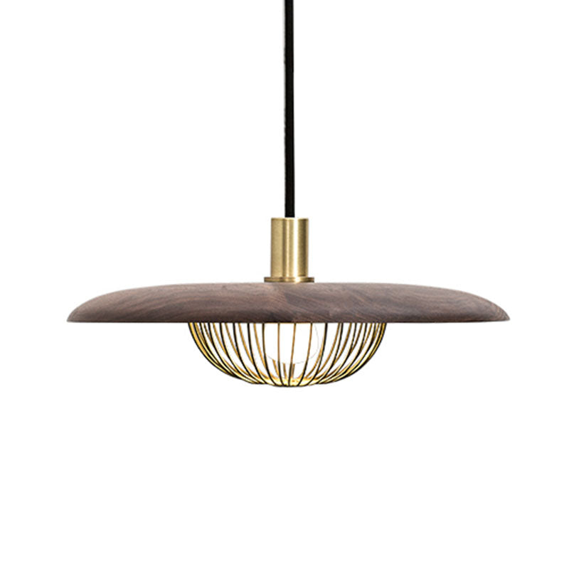 Iron Wire Domed Pendant Light with Wooden Shade Cloth Shop 1 Light Modern Suspension Light Clearhalo 'Ceiling Lights' 'Modern Pendants' 'Modern' 'Pendant Lights' 'Pendants' Lighting' 1127724