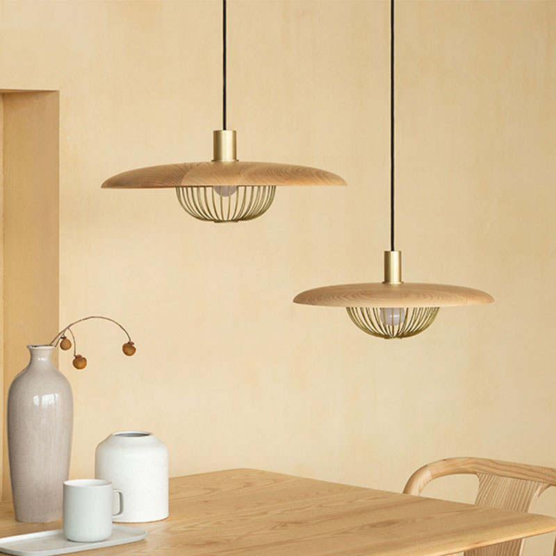 Iron Wire Domed Pendant Light with Wooden Shade Cloth Shop 1 Light Modern Suspension Light Clearhalo 'Ceiling Lights' 'Modern Pendants' 'Modern' 'Pendant Lights' 'Pendants' Lighting' 1127727