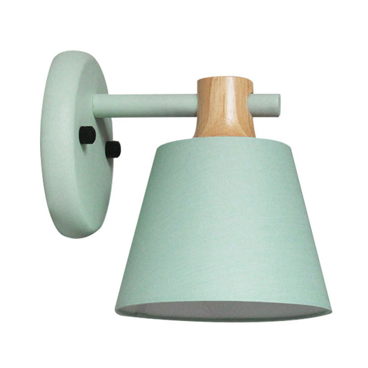 Nordic Stylish Bucket Wall Lamp Rotatable 1 Light Fabric Wall Lighting for Child Bedroom Stair Clearhalo 'Modern wall lights' 'Modern' 'Wall Lamps & Sconces' 'Wall Lights' Lighting' 1127773