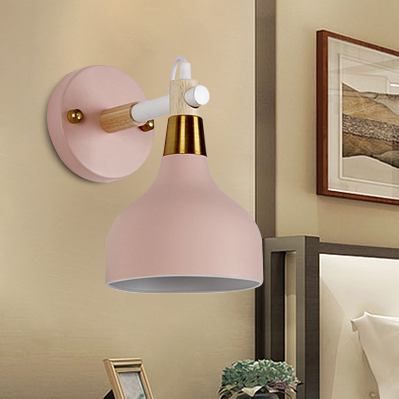 Angle Adjustable Metal Onion Wall Light 1 Light Nordic Sconce Lighting in Candy Color for Bathroom Pink Clearhalo 'Cast Iron' 'Glass' 'Industrial' 'Modern wall lights' 'Modern' 'Tiffany' 'Traditional wall lights' 'Wall Lamps & Sconces' 'Wall Lights' Lighting' 1127853