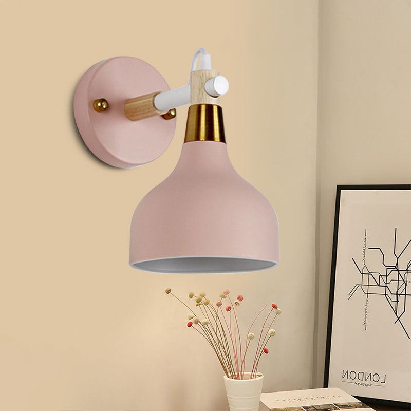 Angle Adjustable Metal Onion Wall Light 1 Light Nordic Sconce Lighting in Candy Color for Bathroom Clearhalo 'Cast Iron' 'Glass' 'Industrial' 'Modern wall lights' 'Modern' 'Tiffany' 'Traditional wall lights' 'Wall Lamps & Sconces' 'Wall Lights' Lighting' 1127854