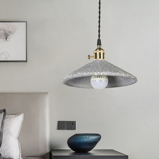Single Head Pyramid Suspension Light Contemporary Cement Hanging Lamp for Workshop Bar Grey Clearhalo 'Ceiling Lights' 'Modern Pendants' 'Modern' 'Pendant Lights' 'Pendants' Lighting' 1127930