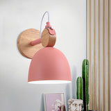 Metal Bowl Shade Sconce Lamp Kid Bedroom Shop 1 Head Macaron Style Wall Light - Pink - Clearhalo - 'Cast Iron' - 'Glass' - 'Industrial' - 'Modern wall lights' - 'Modern' - 'Tiffany' - 'Traditional wall lights' - 'Wall Lamps & Sconces' - 'Wall Lights' - Lighting' - 1128025
