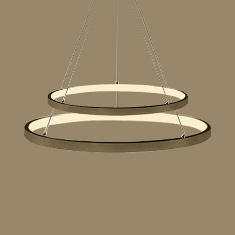 Ring Chandelier Pendant Modern Acrylic LED 3/4/5 Lights Black/White/Brown Ceiling Hung Fixture in Warm/White/Natural Light Clearhalo 'Ceiling Lights' 'Chandeliers' 'Modern Chandeliers' 'Modern' Lighting' 113119
