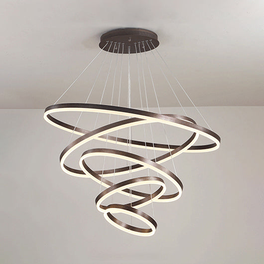 1/2/3-Ring Living Room Ceiling Light Black Chandelier with Acrylic Shade in Warm/White Light Clearhalo 'Ceiling Lights' 'Chandeliers' 'Modern Chandeliers' 'Modern' Lighting' 113155